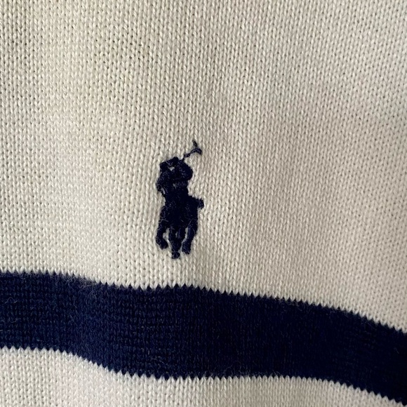 Polo by Ralph Lauren Navy and White Striped Zip-Up Sweater - Picture 3 of 11